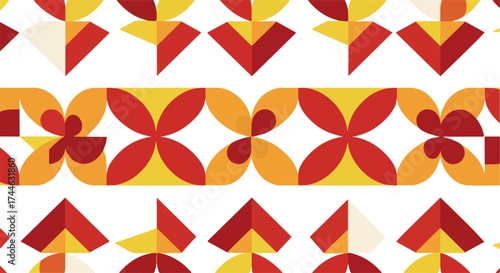 Geometric pattern with vibrant colors and abstract shapes.