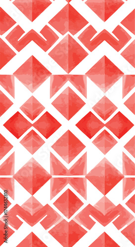 Geometric Red Pattern Design with Repeating Diamond Shapes.