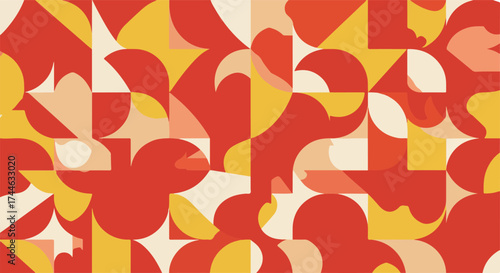 Geometric shapes abstract art design with vibrant colors and patterns.