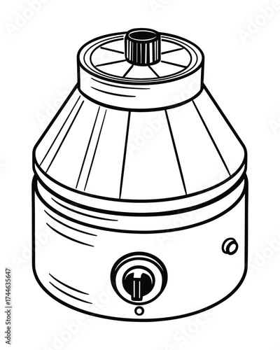 Laboratory Centrifuge Illustration: A Detailed Black and White Vector Graphic.