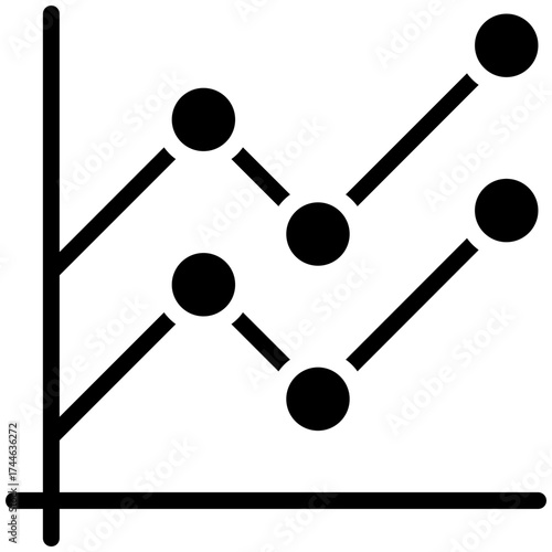 Line graph icon for strategy and management, website, application, printing, document, poster design, etc