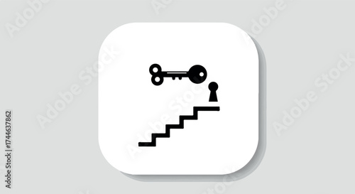 Key to Success Climbing Stairs to Unlock Potential and Achieve Goals.