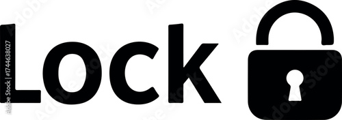 Lock icon with the word lock security and protection concept.