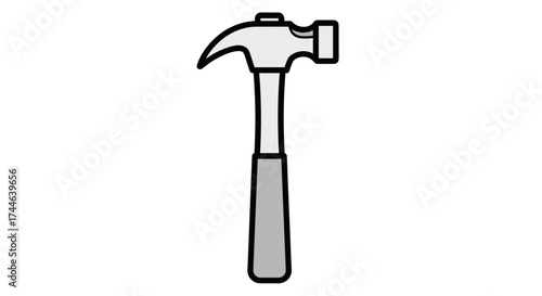 Hammer Tool Illustration A Detailed Black and White Outline.