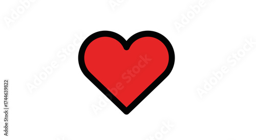 Red Heart Symbol on White Background Represents Love.