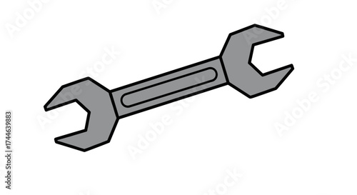 Simple Gray Double Ended Wrench Illustration.