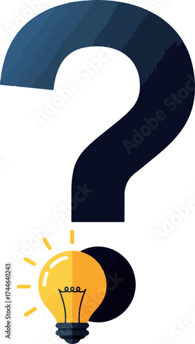 Question mark and light bulb representing idea and problem solving.