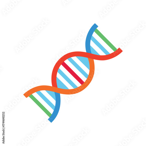 Colorful dna double helix molecule representing genetic code and biological research