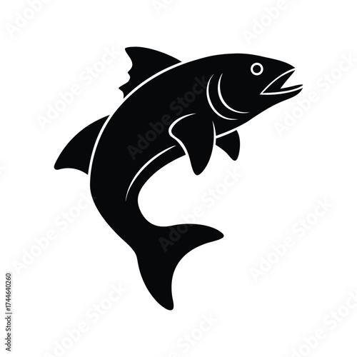 Dynamic silhouette of a fish leaping out of water capturing a moment of aquatic motion