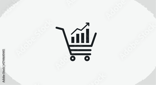 Shopping cart icon with growth chart representing business success and sales.