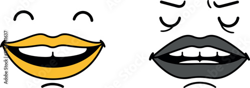 Smiling and Frowning Faces Depicting Emotions.