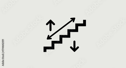 Staircase icon with arrows indicating direction and movement concept.