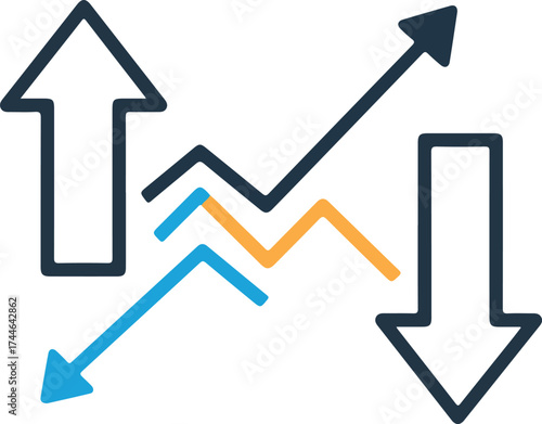 Upward and downward trend analysis with multiple lines.