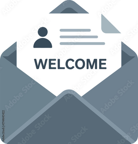 Welcome message inside an envelope a friendly greeting for new members.