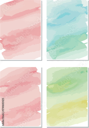 Watercolor wash cards with various colors for artistic design.