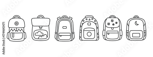 Six backpack icons vector illustration scalable line drawing eps for general use vector
