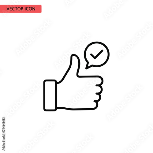 Simple Thumbs Up Icon With Checkmark For Approval Or Success