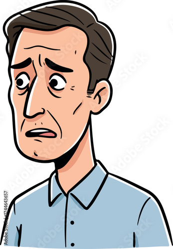 Worried man with a furrowed brow and concerned expression.