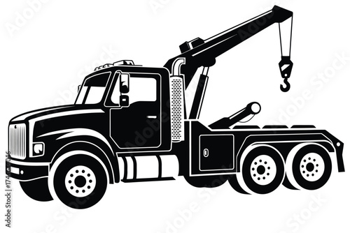 Striking silhouette tow truck illustration vector graphic for commercial and personal use vector