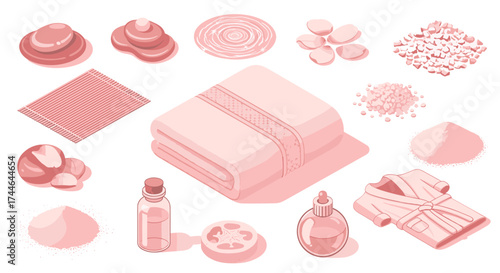 Vector art of spa and wellness products arrangement