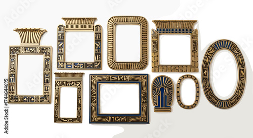 Vector art of collection of ornate egyptian frames for decoration