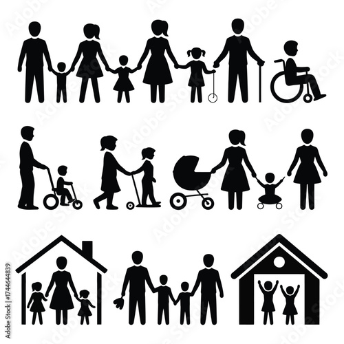 Diverse family pictograms vector illustration for modern design and applications vector