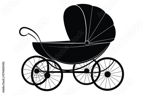 Classic vintage stroller silhouette vector graphic scalable eps illustration icon vector