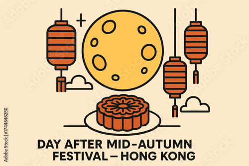 Day After Mid-Autumn Festival Hong Kong Flat Illustration
