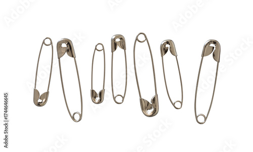 metal safety pins isolated on white