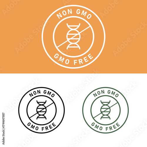 Non gmo label design for organic food products Vector