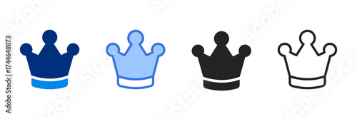 Crown Icon Set Multiple Style Vector Illustration 