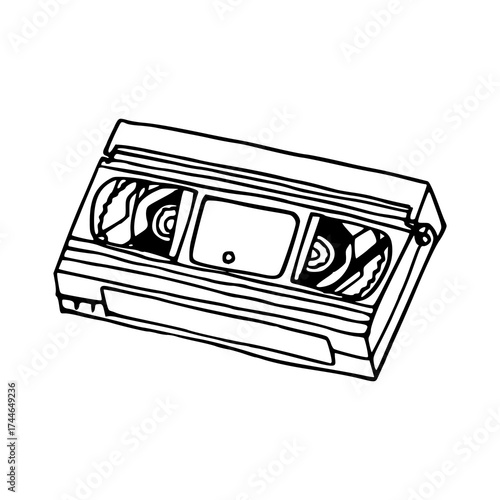 outline drawing of retro video tape
