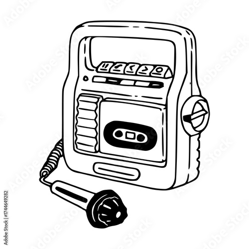 outline drawing of old-fashioned voice recorder