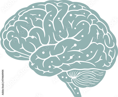 Human brain vector icon. Concept of intelligence, psychology, mental health, and AI neural network