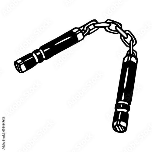 nunchaku traditional martial arts weapon vector illustration