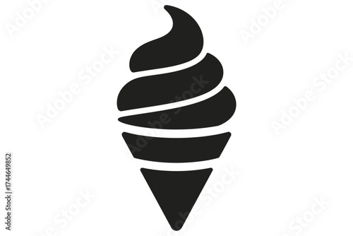 Minimalist black and white soft serve ice cream cone icon vector illustration scalable eps vector