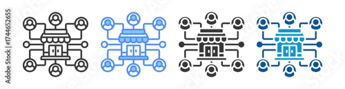 Business Network Icon Set Multiple Style Collection