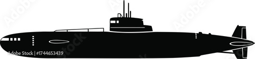 Classic submarine silhouette icon for maritime and naval themes