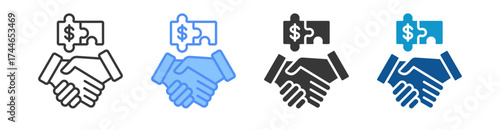 Business Partnership Icon Set Multiple Style Collection