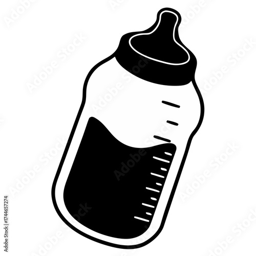 illustration of a bottle of milk and a spoon
