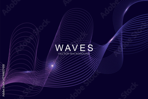 Abstract background with dynamic waves line and particles background