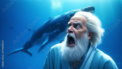 Jonah and the whale bible story. Religious concept.