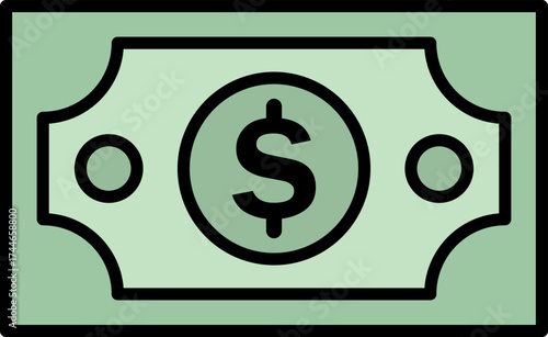 Simple icon of a us dollar bill with a dollar sign