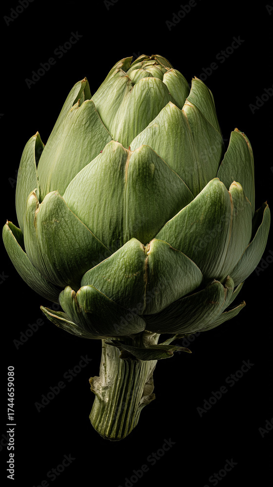 Obraz premium Fresh green artichoke on dark background for cooking ideas