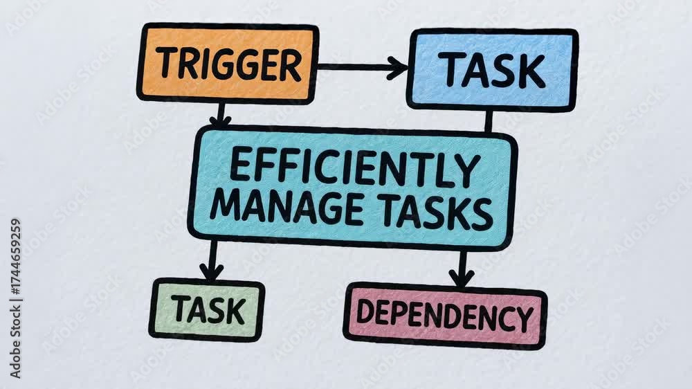Task Handling Efficient task management flowchart diagram illustrating task ...