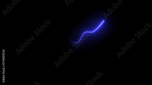 Bright Blue Neon Wave Curve on Black Background Abstract Light Trail image photo