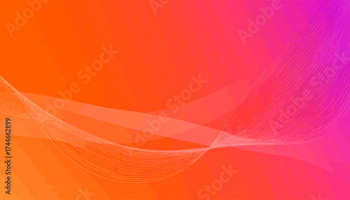 Vibrant Orange and Purple Gradient with Flowing White Lines.