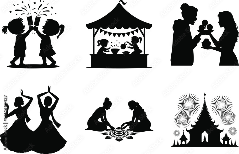 Fototapeta premium Traditional Diwali Celebration Vector Bundle