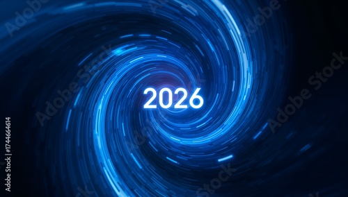 Visualizing 2026: A futuristic and abstract representation of the year 2026 with a captivating design. This image captures the essence of time and anticipation.