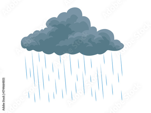 Gray cloud icon with rain, thunderstorm, weather
